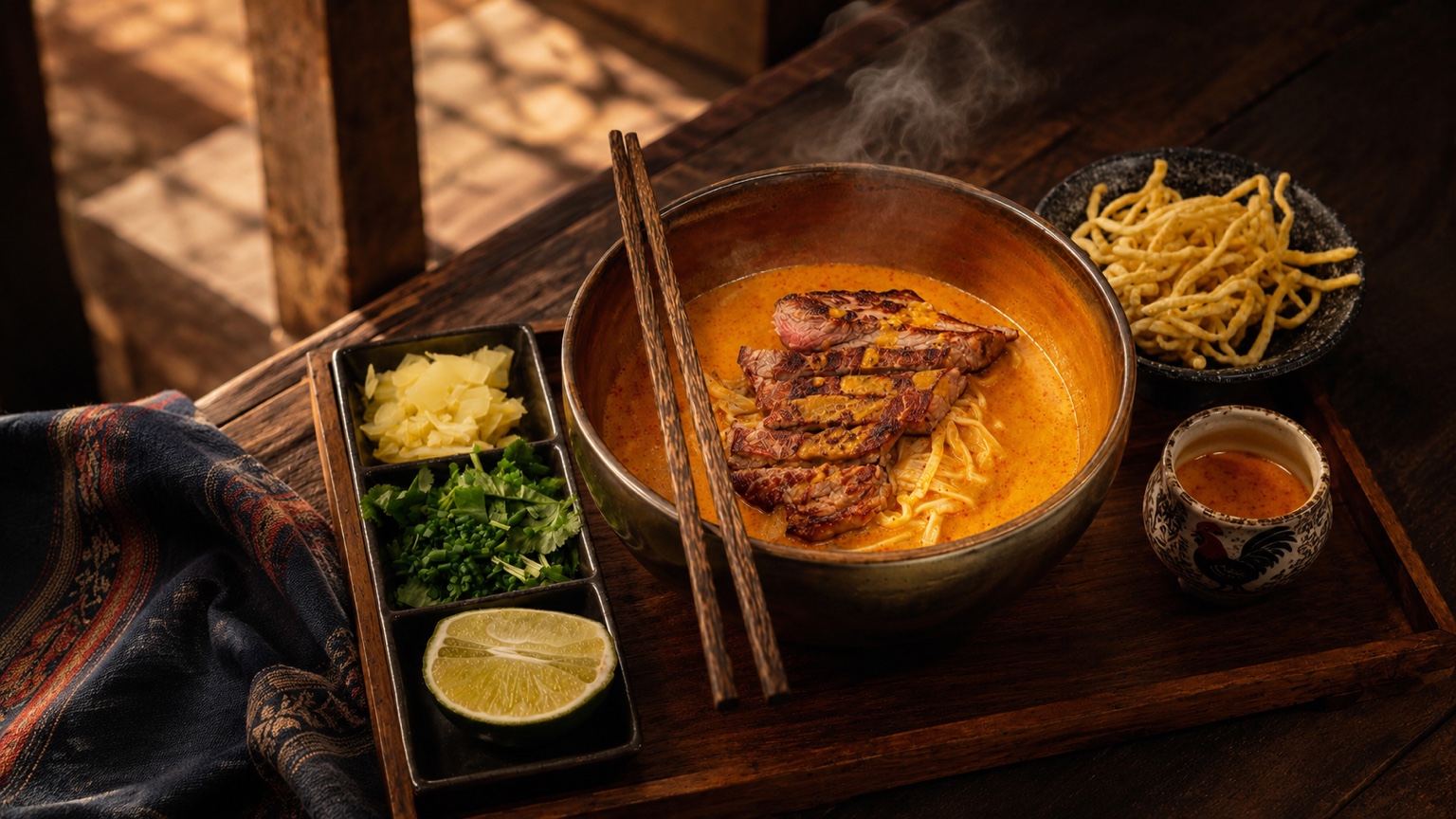 Khao Soi in a warm Lampang-inspired setting